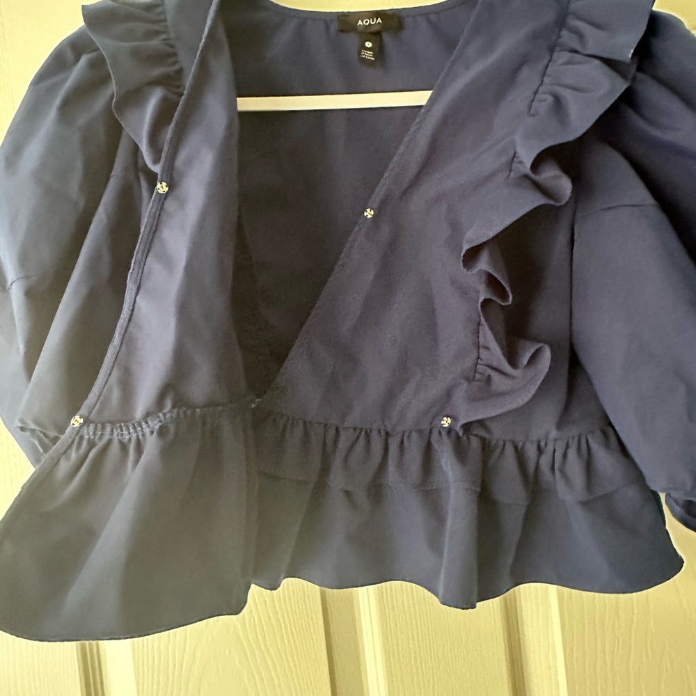 Women’s Aqua top size small navy blue - Picture 5 of 6